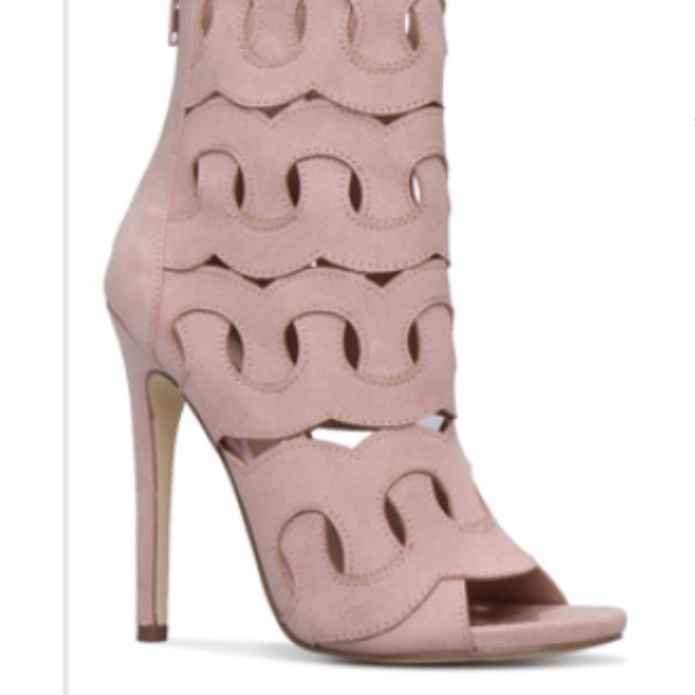 Blush colored laser cut booties